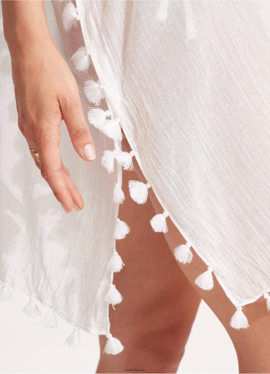 قفطان فقدان الذاكرة نحيف أبيض Seafolly ملابس 2JF2D707