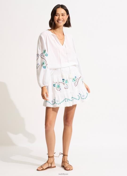 تنورة التطريز عدن نحيف أبيض Seafolly ملابس 2JF2D722