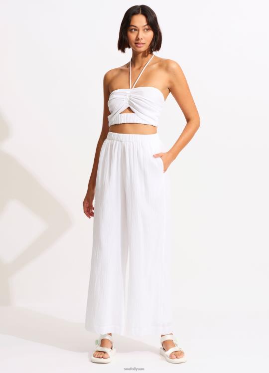 تجعيد المحاصيل الأعلى نحيف أبيض Seafolly ملابس سباحة 2JF2D735