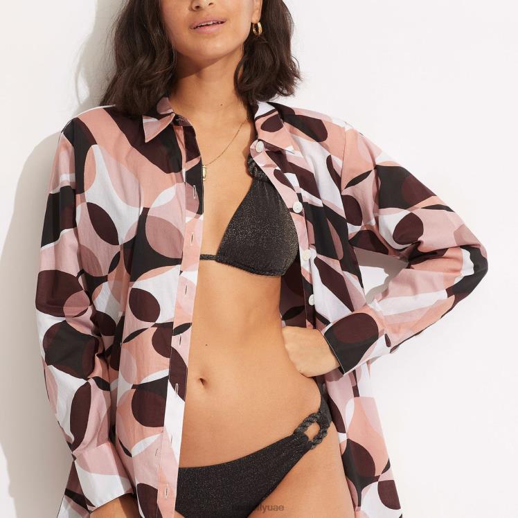 قميص بجانب حمام السباحة نحيف بني داكن Seafolly ملابس 2JF2D746