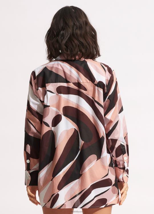 قميص بجانب حمام السباحة نحيف بني داكن Seafolly ملابس 2JF2D746