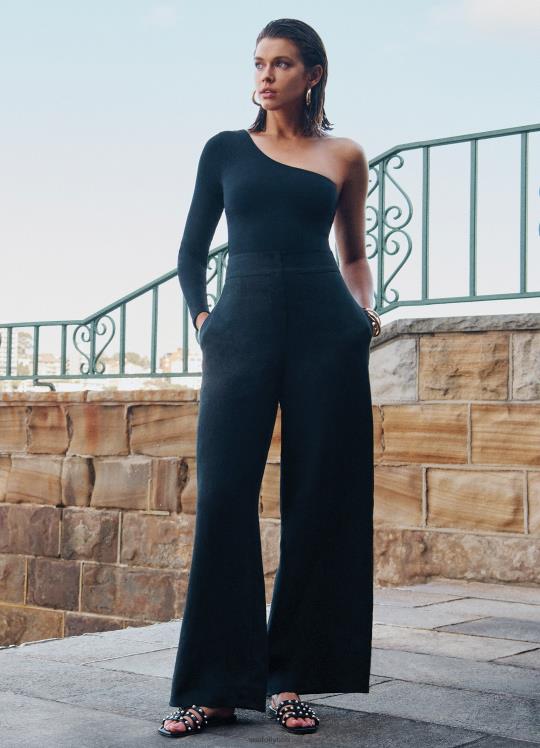 جيتسيت بنطال واسع الساق نحيف أسود Seafolly ملابس 2JF2D758