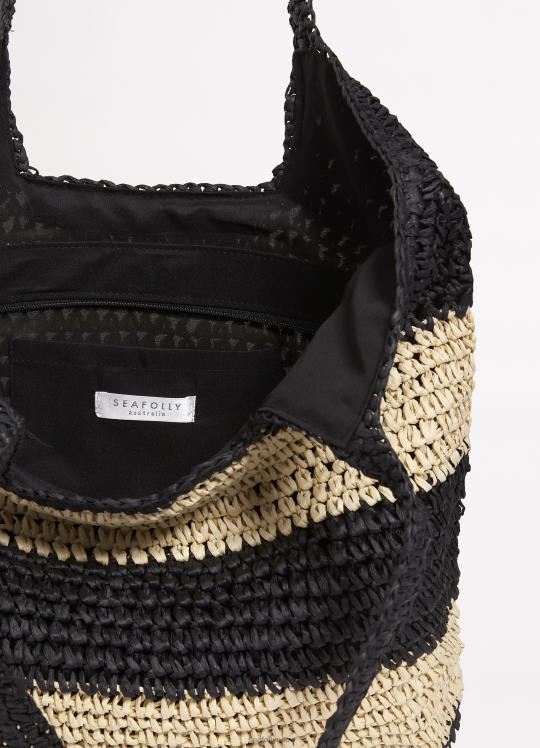 لصق حمل المنسوجة نحيف أسود/طبيعي Seafolly مُكَمِّلات 2JF2D762