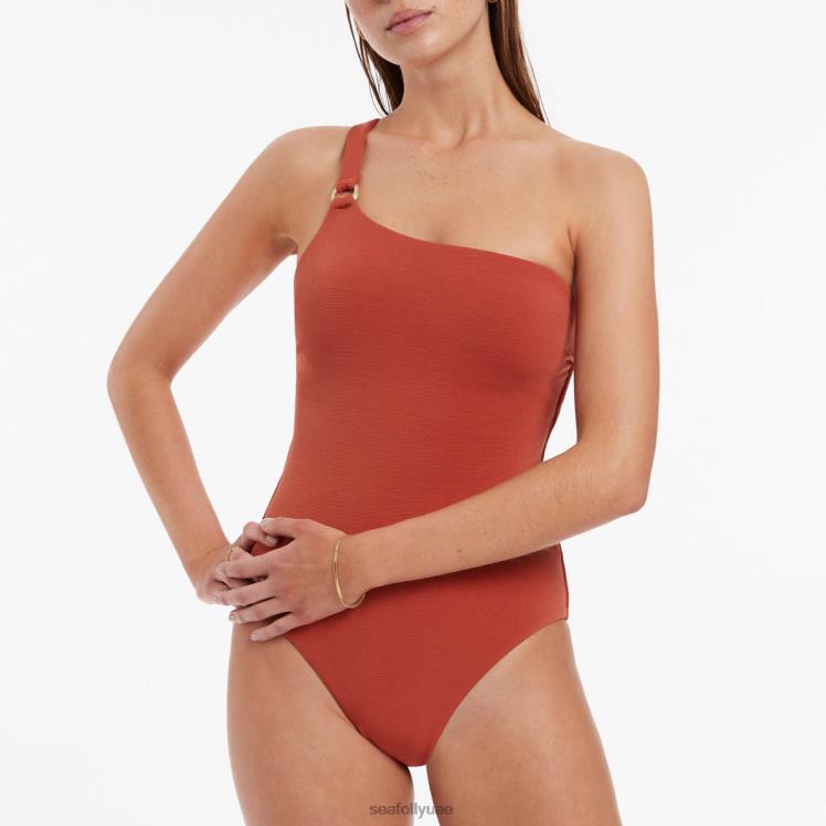 جزيرة ضلع كتف واحد قطعة واحدة نحيف خمري Seafolly ملابس سباحة 2JF2D78