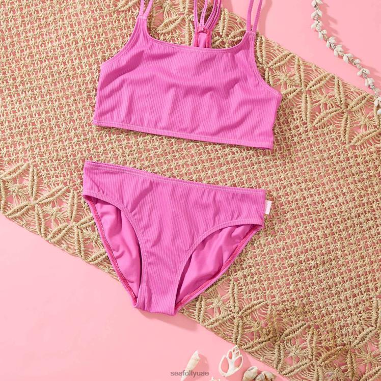 بيكيني أساسي متعدد الأشرطة للفتيات أطفال لون القرنفل Seafolly ملابس سباحة 2JF2D796