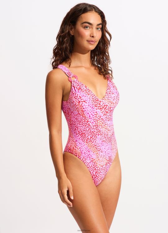 جلد البحر برقبة على شكل حرف V قطعة واحدة نحيف ارتفع الفوشيه Seafolly ملابس سباحة 2JF2D43