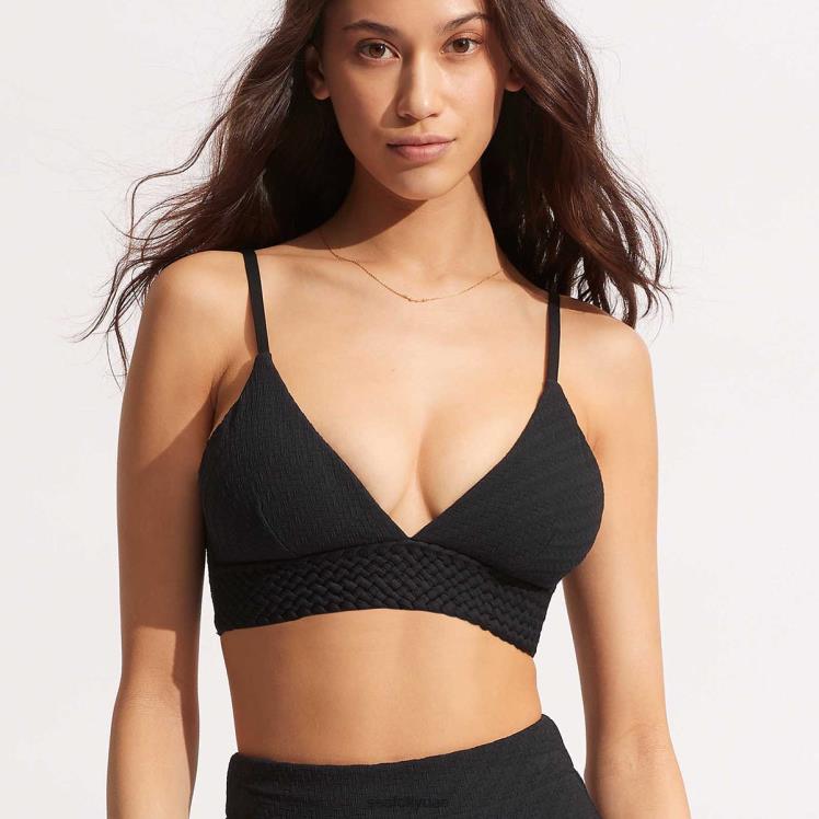 bralette الصفصاف النطاقات نحيف أسود Seafolly ملابس سباحة 2JF2D367