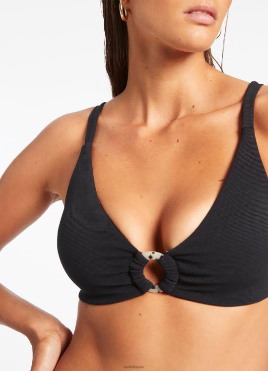 جزيرة ضلع c-d ثلاثي الأعلى نحيف أسود Seafolly ملابس سباحة 2JF2D276