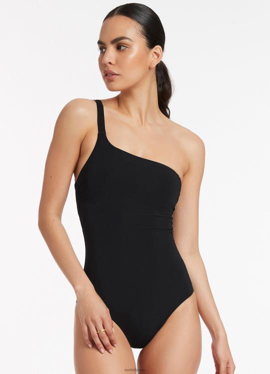 jetset كتف واحد قطعة واحدة نحيف أسود Seafolly ملابس سباحة 2JF2D116