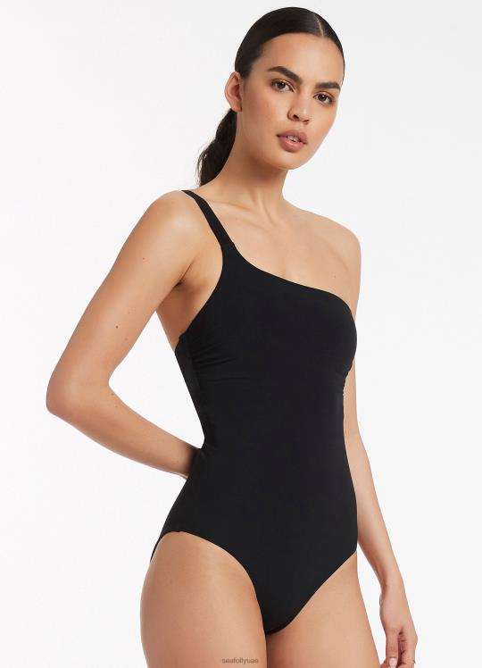 jetset كتف واحد قطعة واحدة نحيف أسود Seafolly ملابس سباحة 2JF2D116