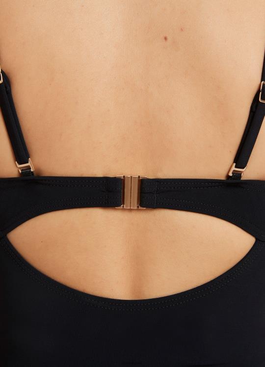 مجموعة jetset متقاطعة من قطعة واحدة مصبوبة نحيف أسود Seafolly ملابس سباحة 2JF2D137