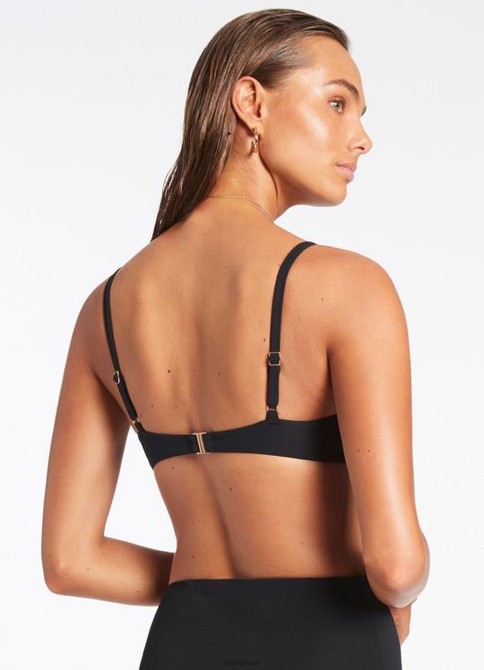 جزء علوي مصبوب من الأمام من jetset نحيف أسود Seafolly ملابس سباحة 2JF2D280