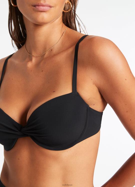 جزء علوي مصبوب من الأمام من jetset نحيف أسود Seafolly ملابس سباحة 2JF2D280