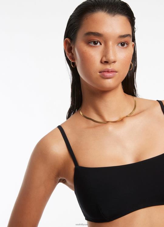 jetset سحب على أعلى الخزان نحيف أسود Seafolly ملابس سباحة 2JF2D298