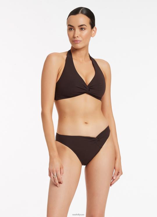 قطعة بيكيني سفلية ملتوية من jetset نحيف شوكولاتة Seafolly ملابس سباحة 2JF2D473