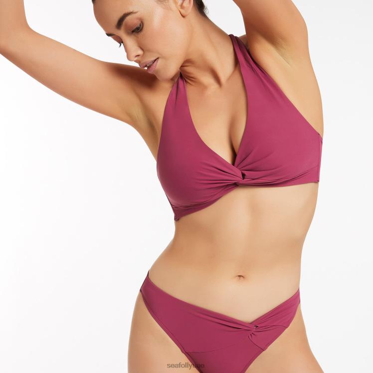 قطعة بيكيني سفلية ملتوية من jetset نحيف زهرة الأوركيد Seafolly ملابس سباحة 2JF2D553