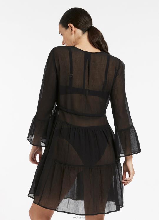 قفطان بطبقات من jetset نحيف أسود Seafolly ملابس 2JF2D703
